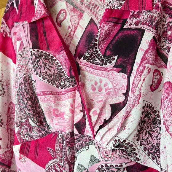 Blue Diamond XL Sheer Surplice Peplum Style Top with Bell Sleeves Pink &… - Picture 7 of 9